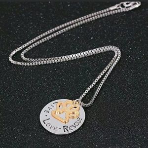Rescue love paw necklace cat dog lovers